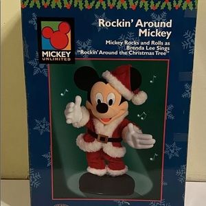 Vintage 1992 Rockin Around Mickey Disney Christmas Mickey Mouse Santa OPEN BOX